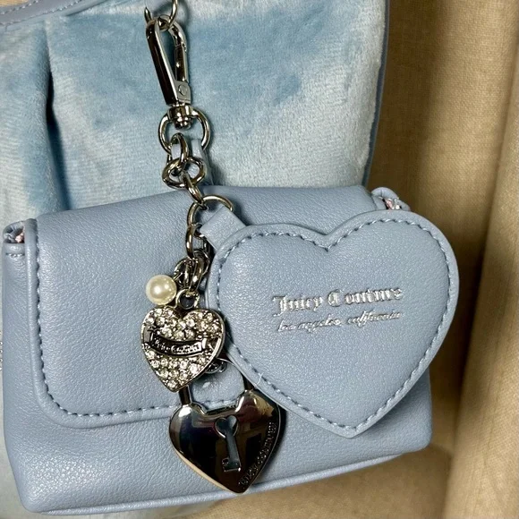 NWT Juicy Couture Queen Couture Hobo Sloucy Shoulder Bag w wallet, bracelet blue - Picture 7 of 17